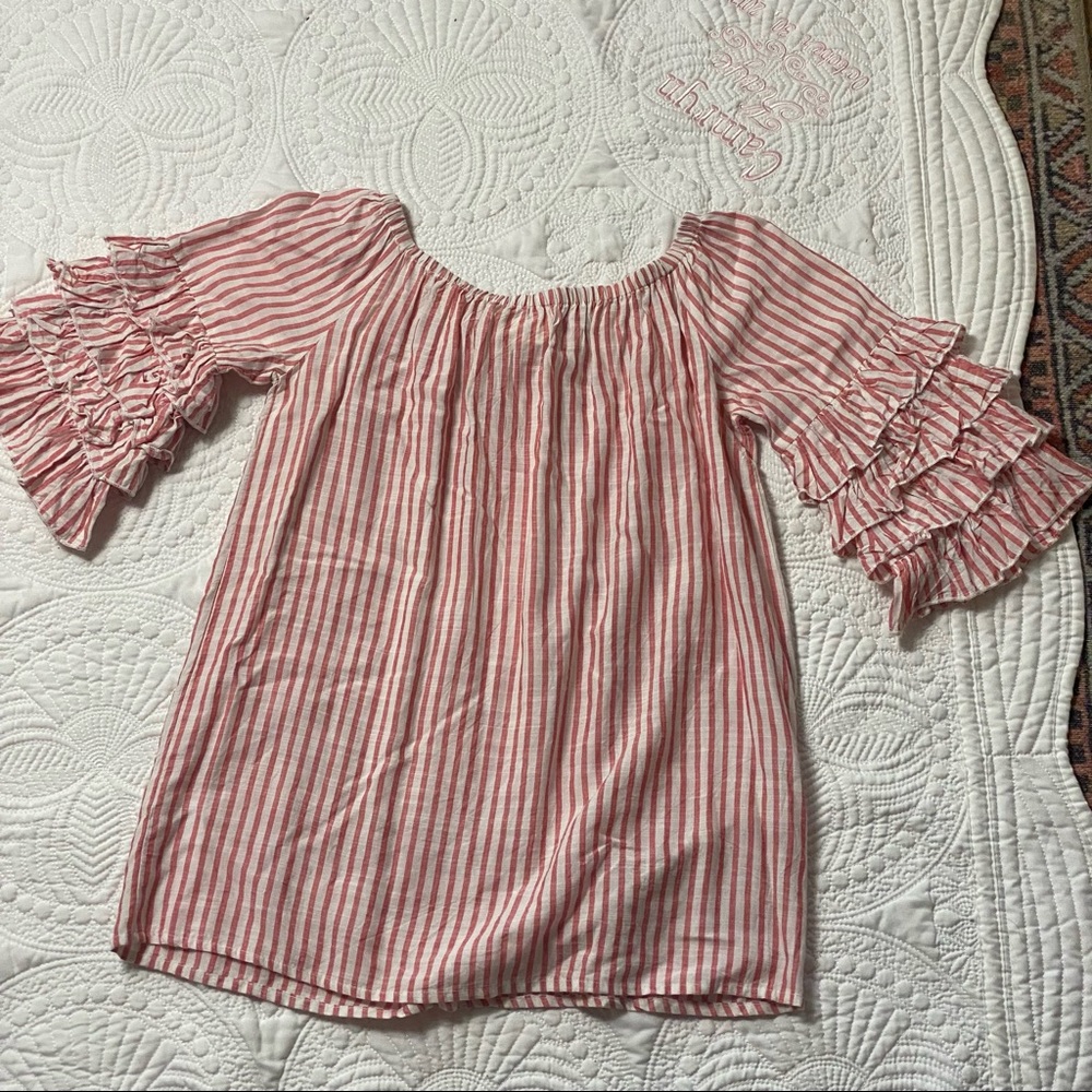 GB girls red & white stripe embroidered dress - Picture 6 of 8